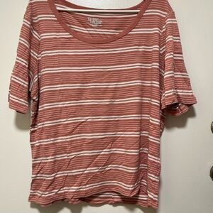 Time and Tru Red and White Striped Shirt XXL